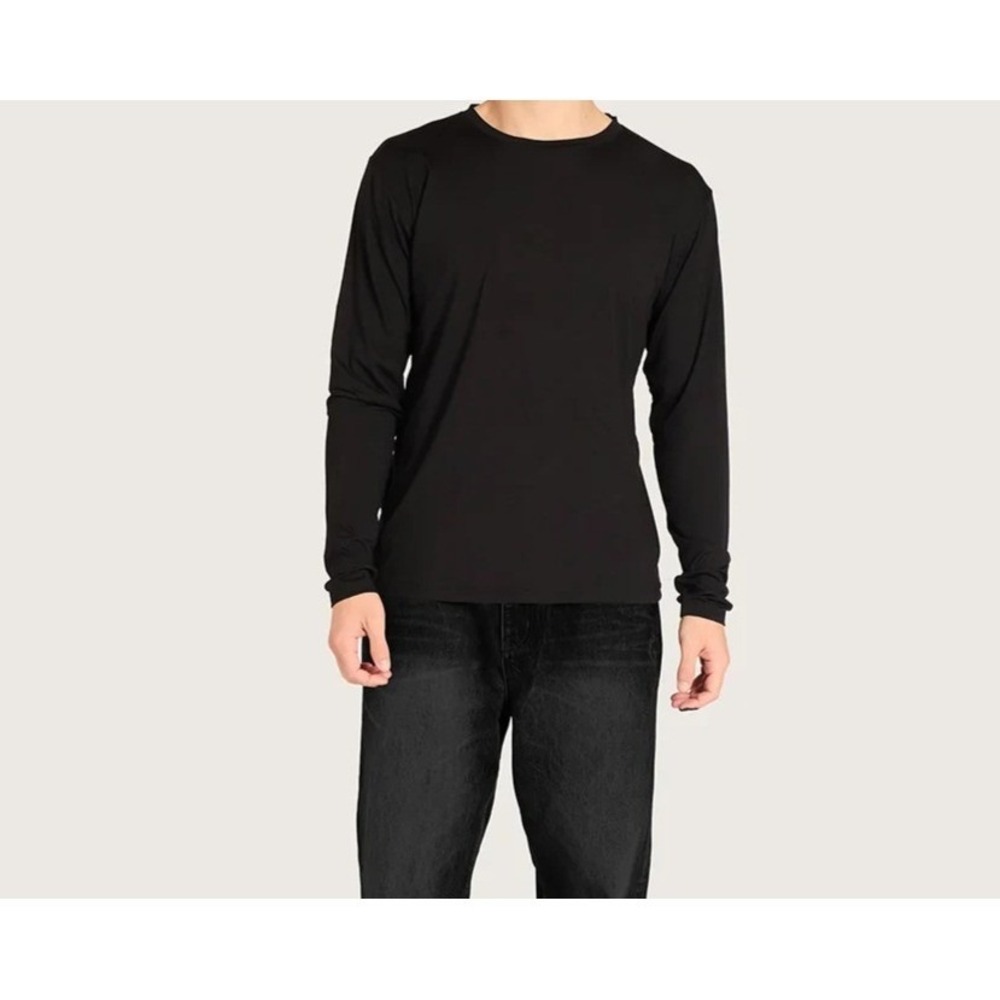 Boody Men's Classic Long Sleeve Crew Neck T-Shirt Black Size Medium New